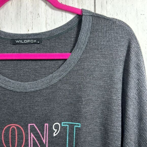Wildfox Dont Stress Just Sweat Oversized Thermal Loose Fit  Lounge Pullover - Picture 4 of 16